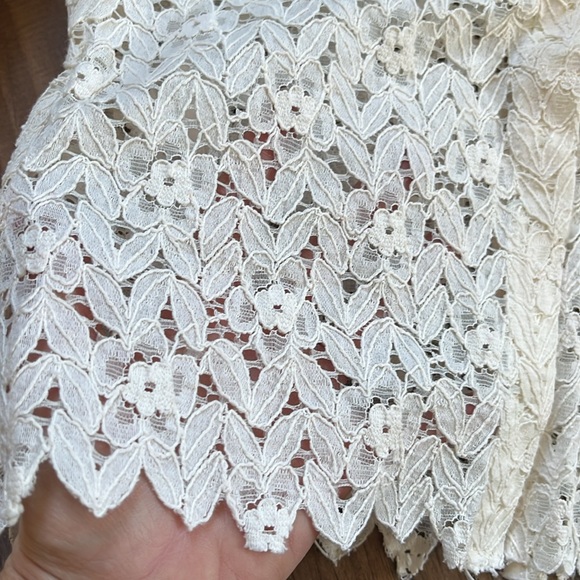 The Kooples Cream Open Lace Shortsleeved Button Down Top - Picture 5 of 8